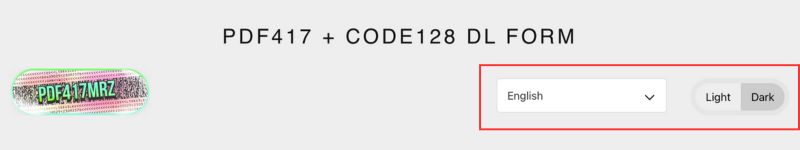 PDF417 form - select language