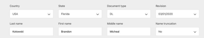 PDF417 - Country, State, Document Type, Revision, Name and Truncation