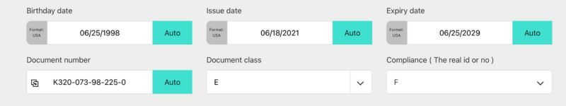 PDF417 - Dates, Document number, class and compliance