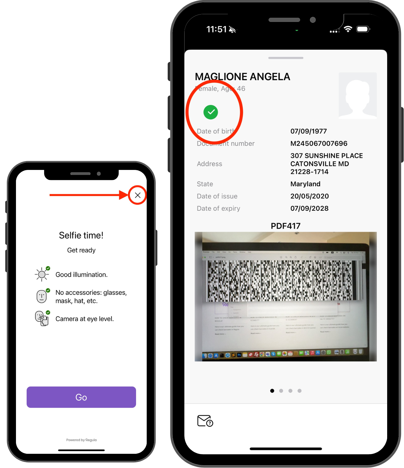 Regula Document Reader - scanned barcode