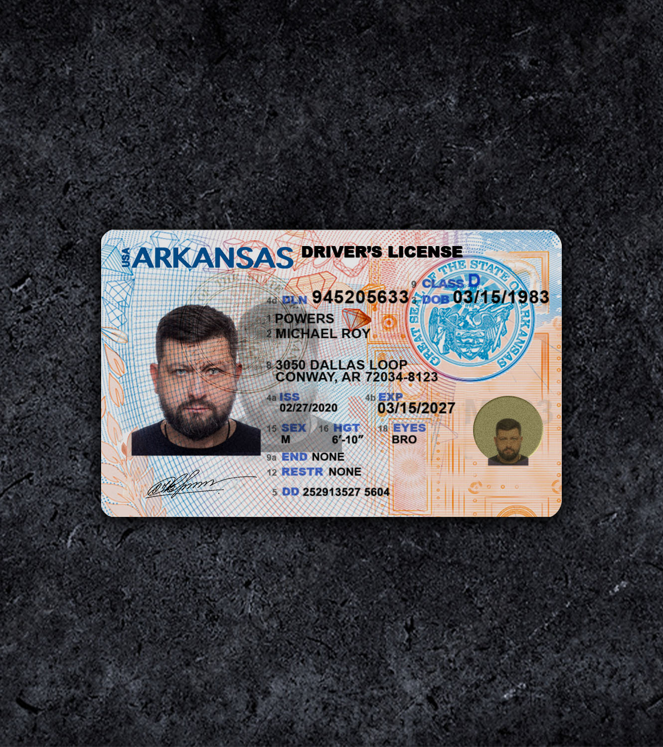 Arkansas AR Driver License PSD Template - 2018 - Thumbnail ar_1.jpg