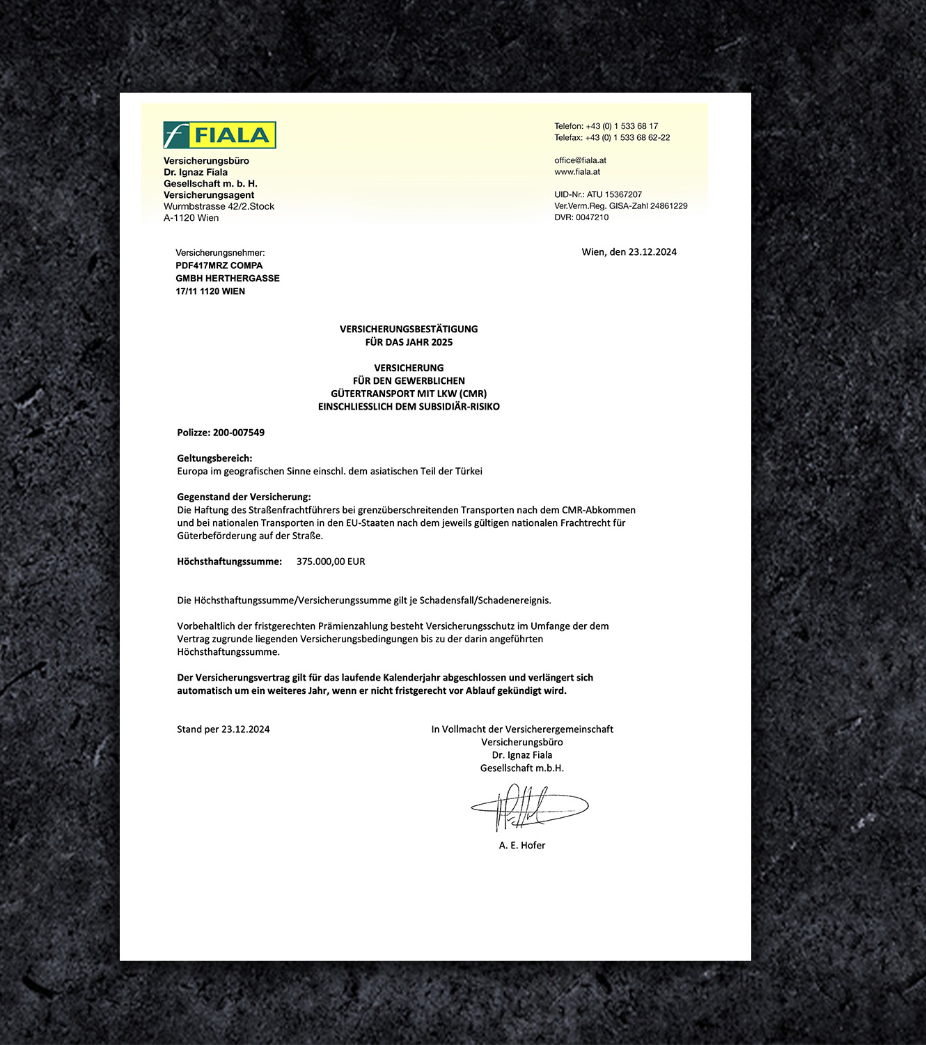 Austria Certificate of Insurance PDF Template - 2026 - Thumbnail at_insurance_cert_1.jpg