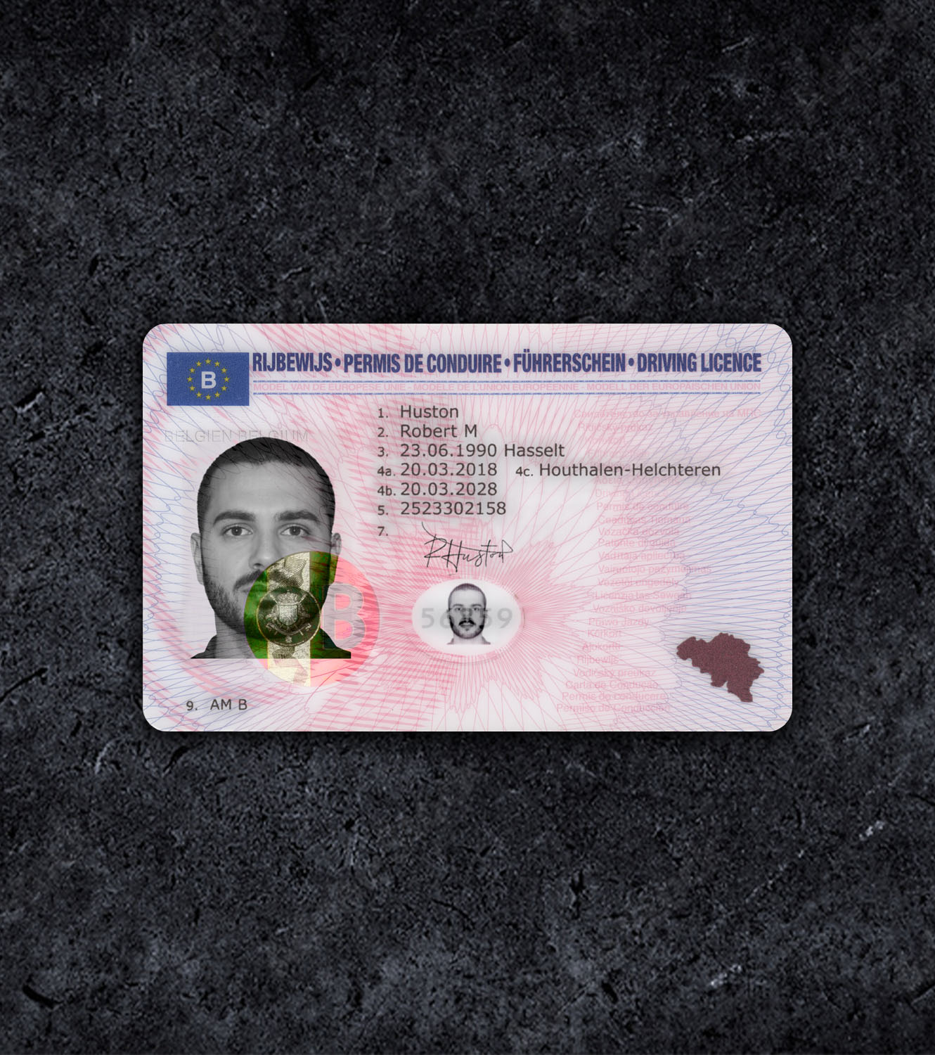 Belgium Driver License PSD Template - 2013