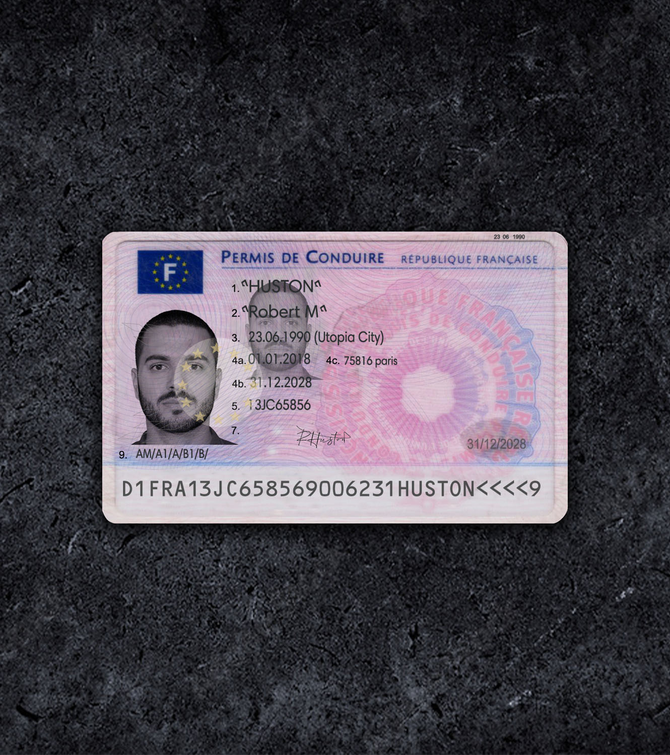 France Driver License PSD Template - 2015 - Thumbnail fr_dl_1.jpg