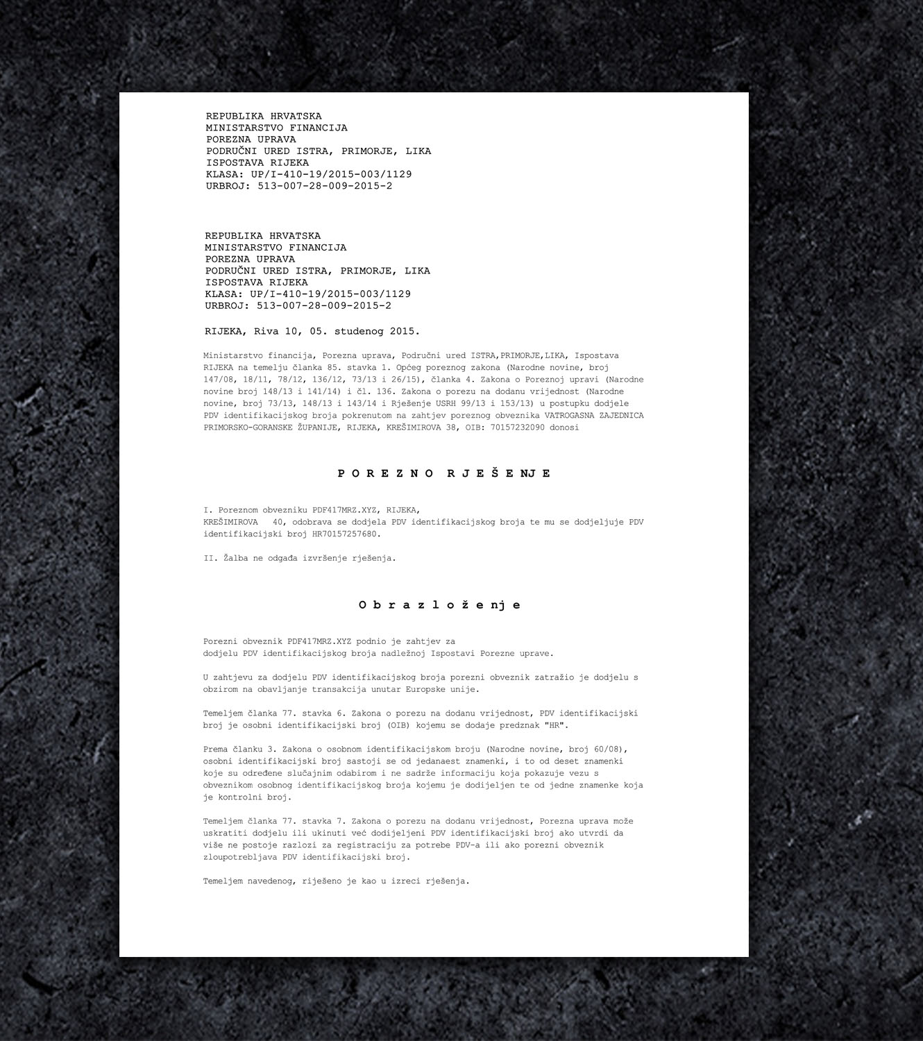 Croatia VAT Certificate PSD Template - 2026 - Thumbnail hr_vat_certificate_1.jpg