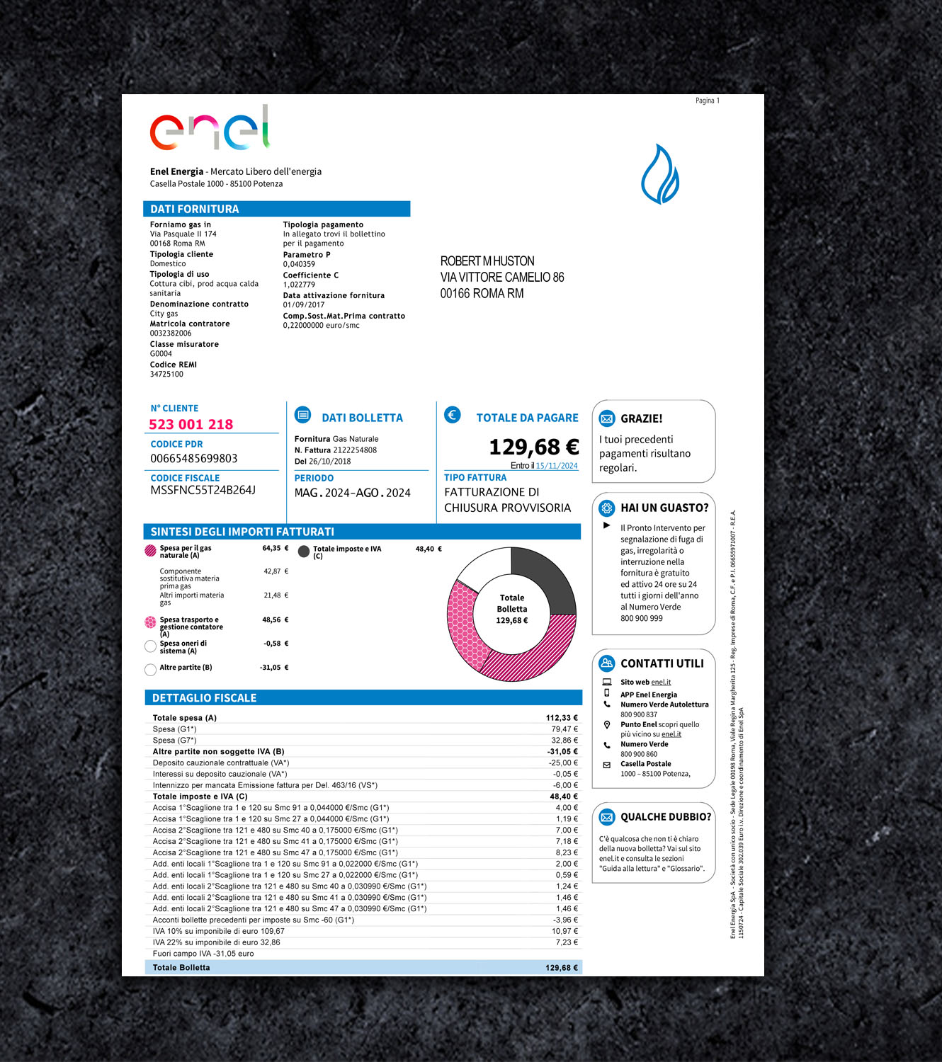 Enel Energi Italy Bill PSD Template - 2024 - Миниаютра ita_bill_1.jpg