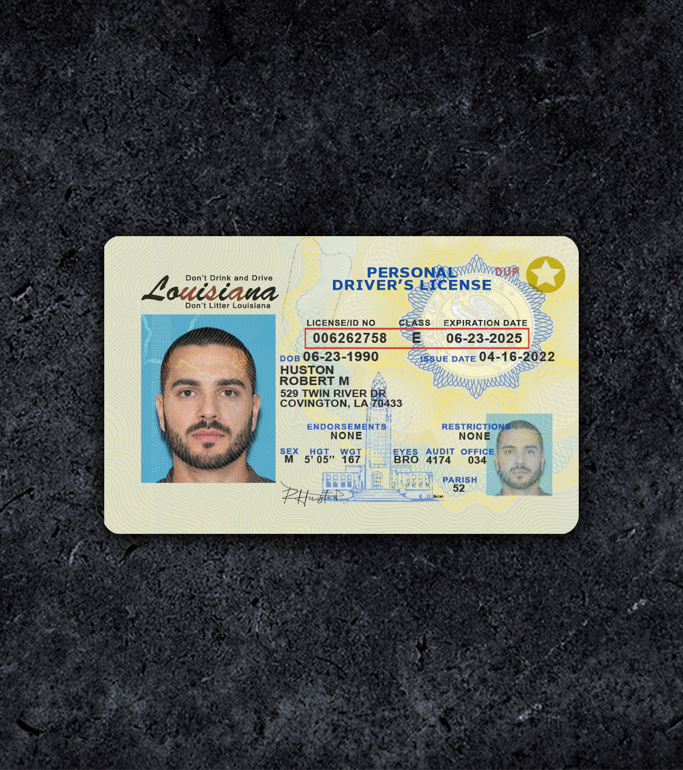 Louisiana LA Driver License PSD Template - 2015 - Миниаютра la_1.jpg