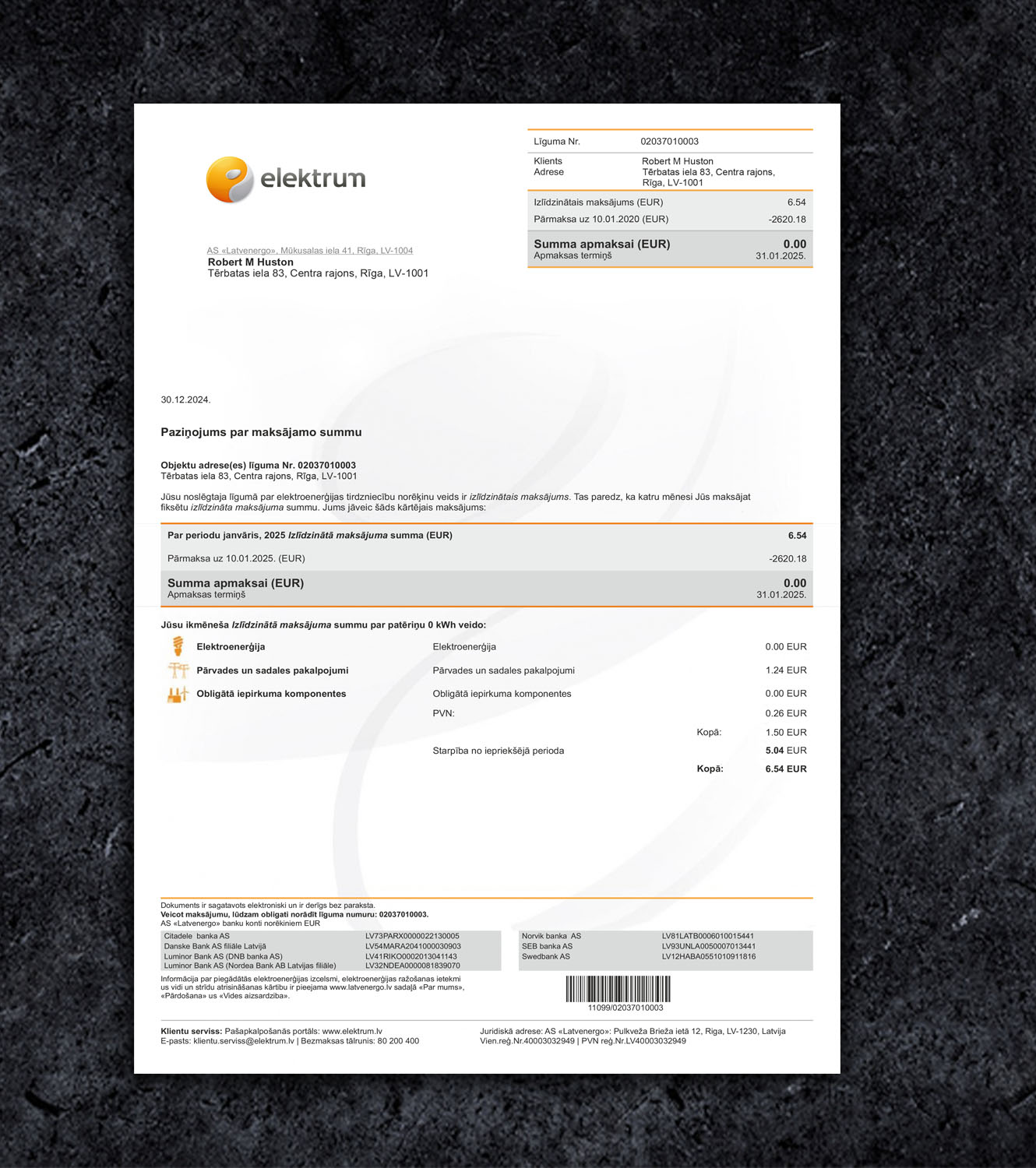 Elektrum Latvia Bill PDF Template - 2024 - Миниаютра lta_bill_1.jpg