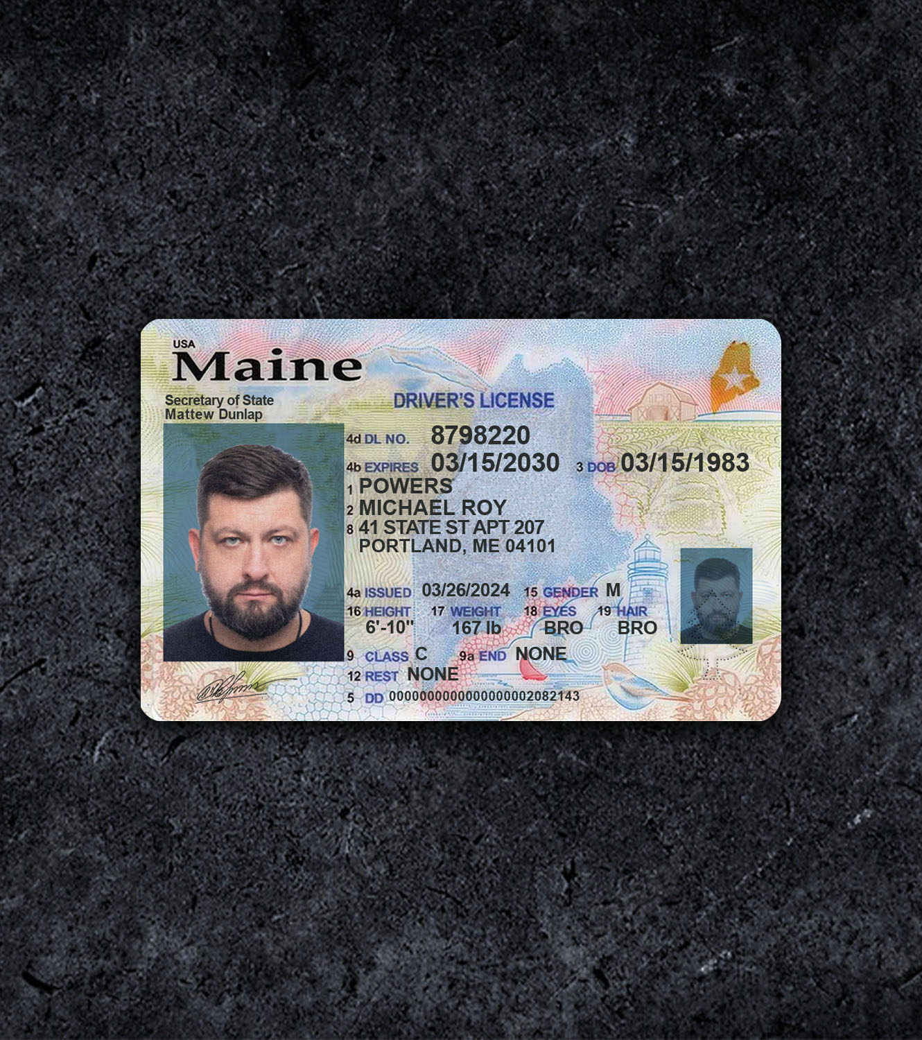 Maine ME Driver License PSD Template - 2019 - Thumbnail me_1.jpg