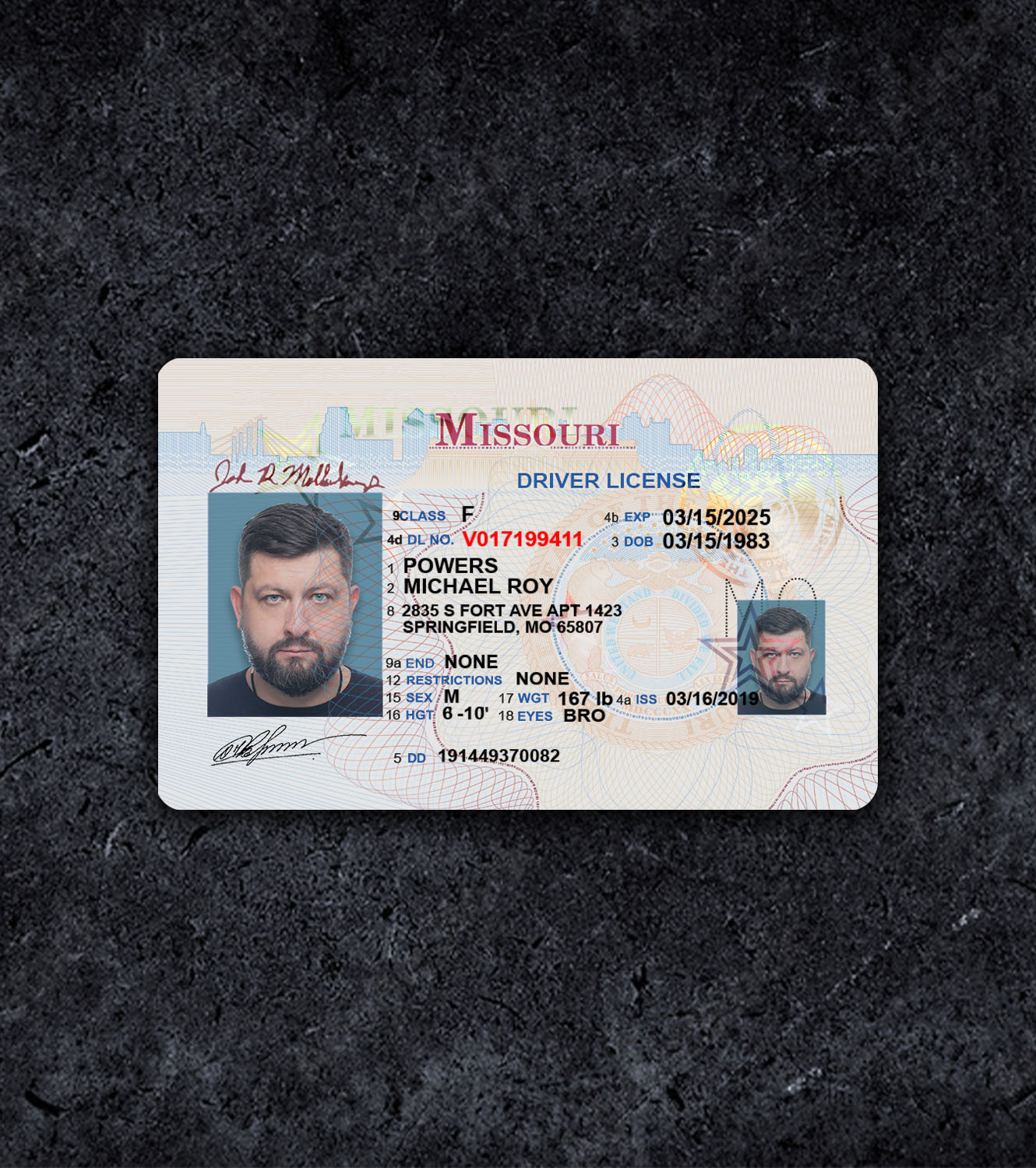 Missouri MO Driver License PSD Template - 2012 - Thumbnail mo_1.jpg