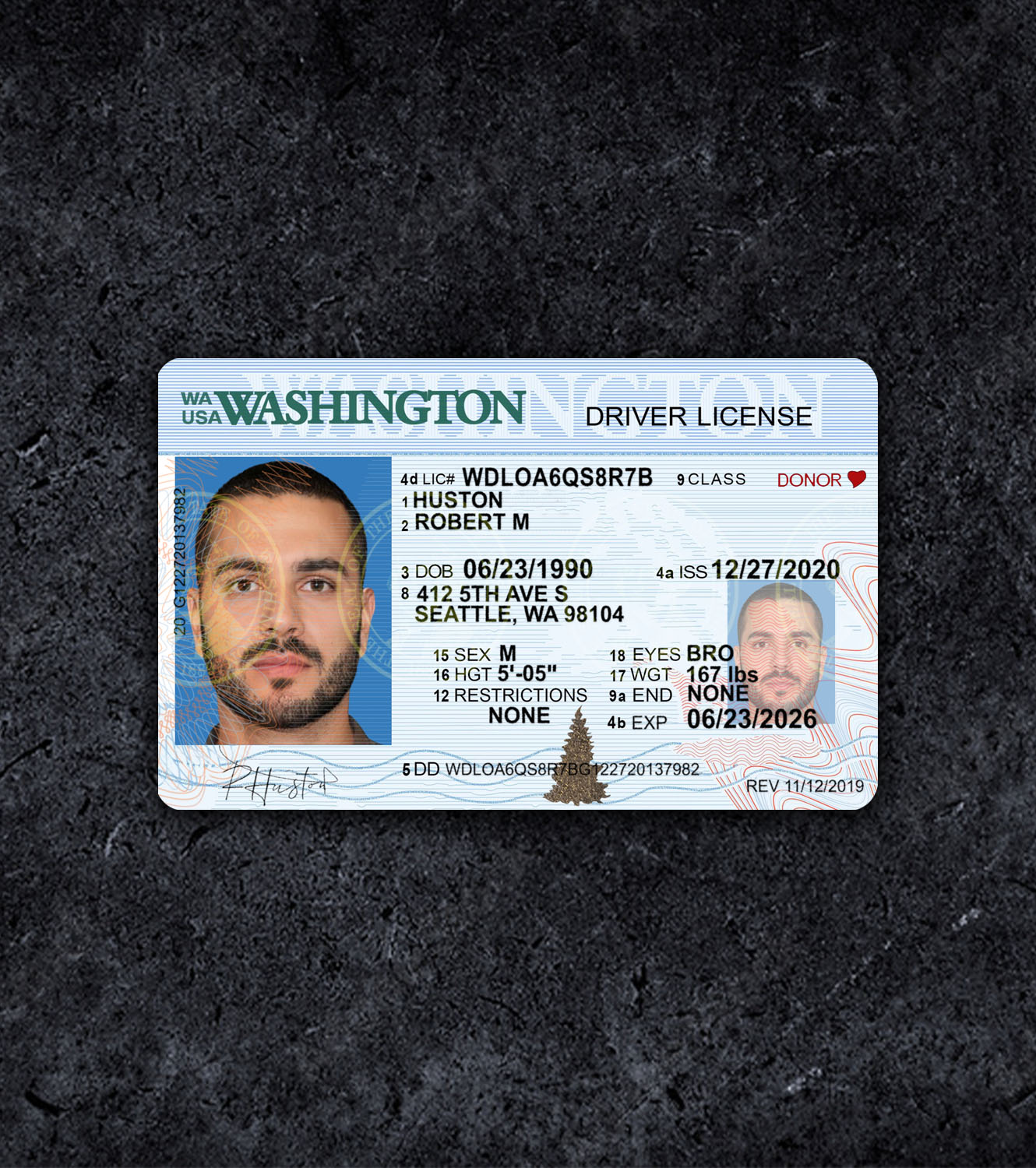 Washington Driver License PSD Template - 2019