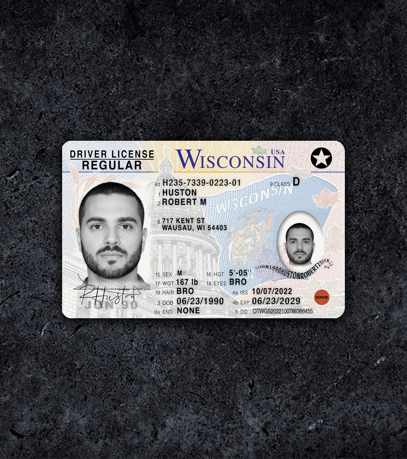 Wisconsin Driver License PSD Template - 2015